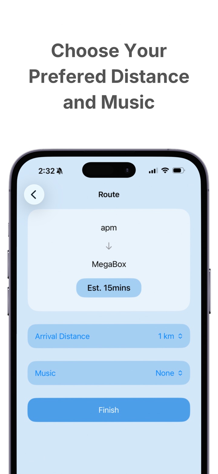 Arrival settings screen