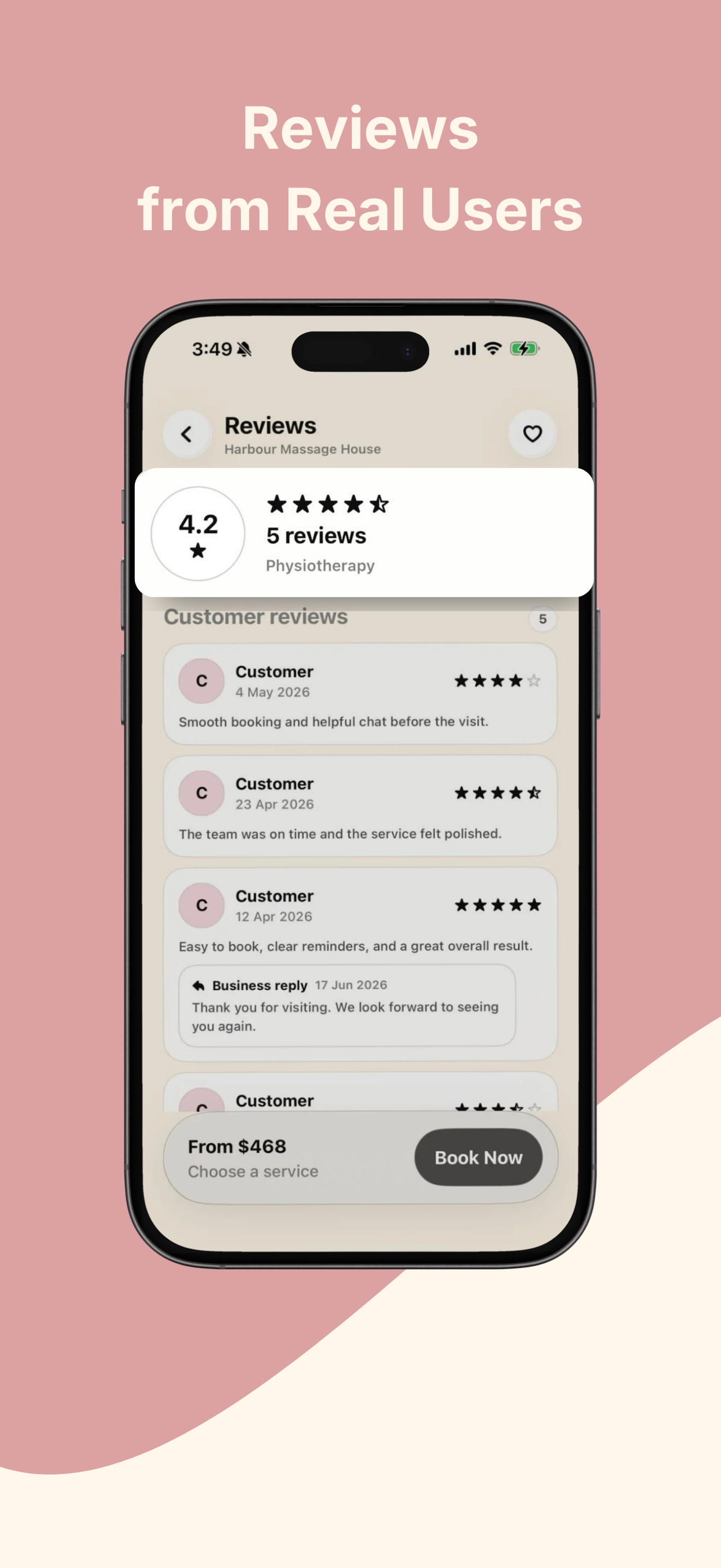 BookMay reviews screen