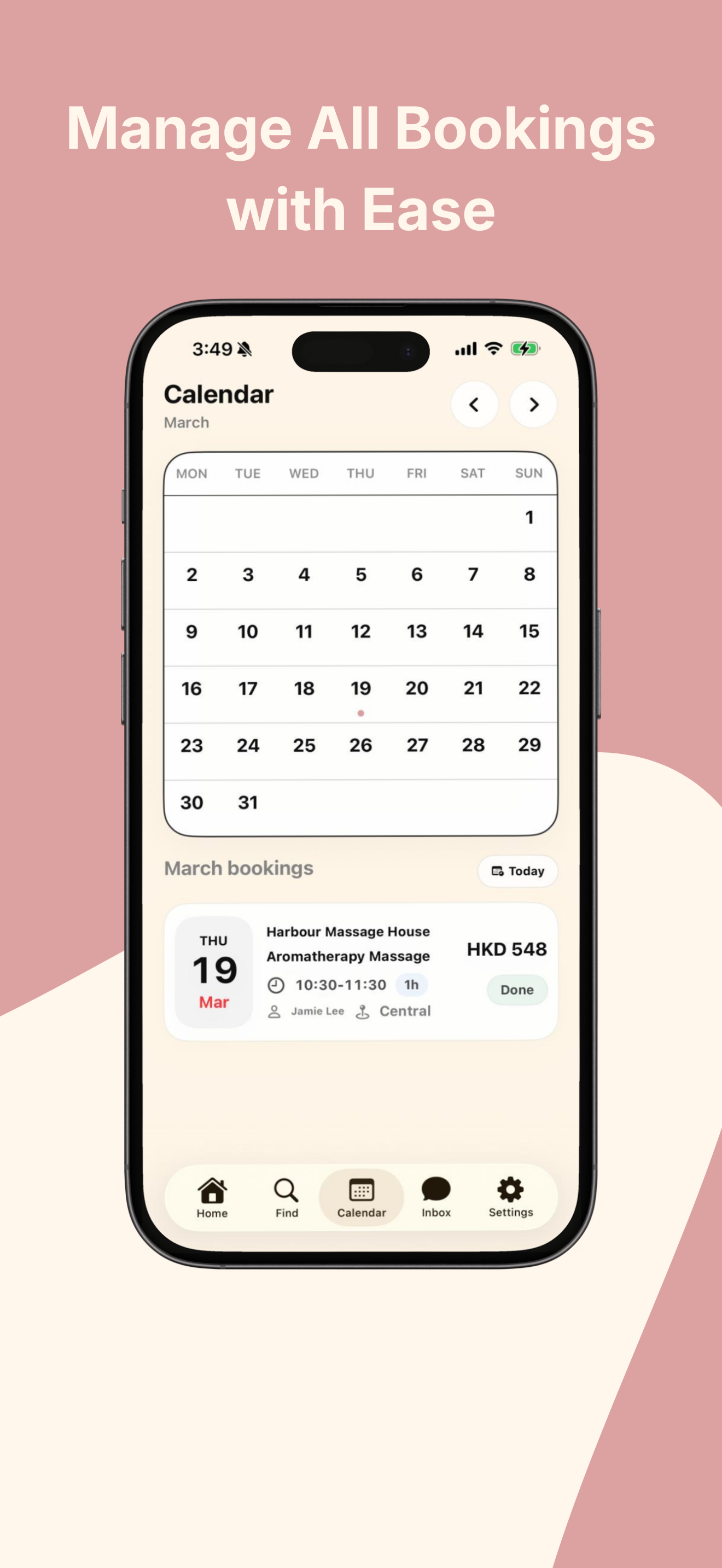 BookMay calendar screen