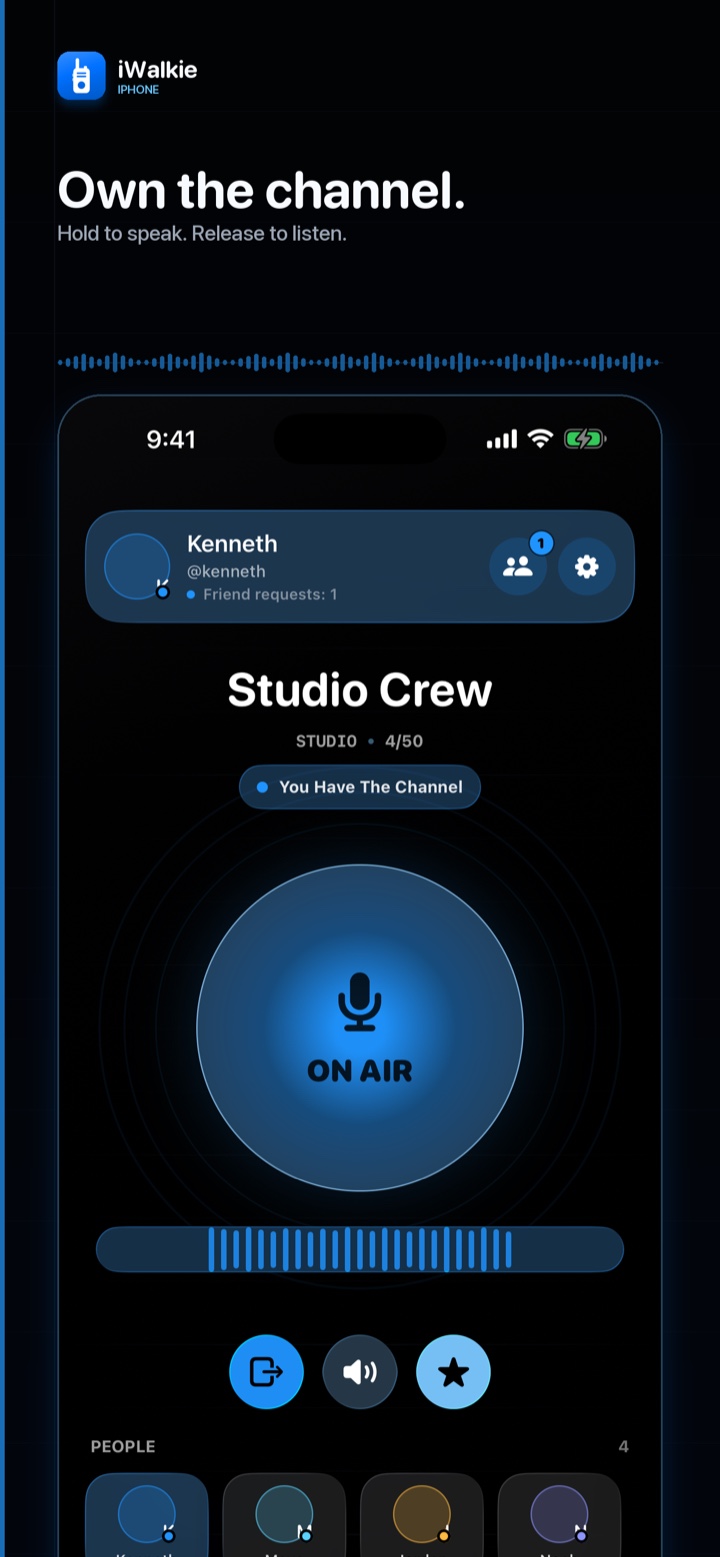 iWalkie active-speaker screen